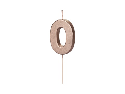 ŚWIECZKA URODZINOWA CYFRA 0 RÓŻOWE ZŁOTO 4,5cm ELEGANCKA ŚWIECZKA