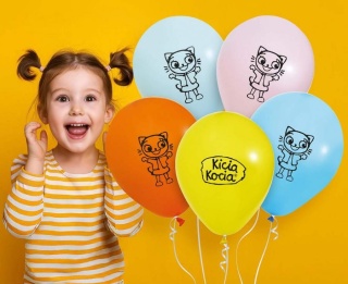 BALONY LATEKSOWE KICIA KOCIA 30cm 5sztuk KOLOROWE BALONY Z BAJKI