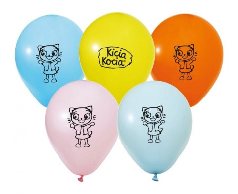 BALONY LATEKSOWE KICIA KOCIA 30cm 5sztuk KOLOROWE BALONY Z BAJKI