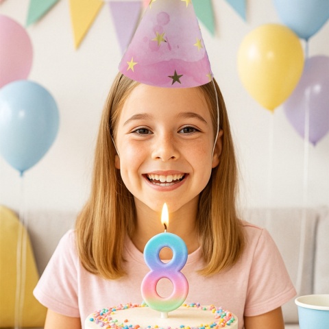 PAPIEROWE CZAPECZKI PASTELOWE W GWIAZDKI 6sztuk CZAPECZKI URODZINOWE