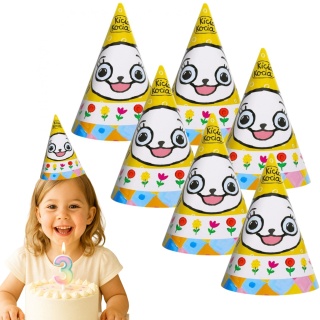 PAPIEROWE CZAPECZKI KICIA KOCIA 6sztuk CZAPECZKI URODZINOWE
