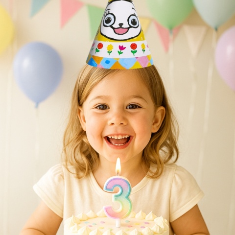 PAPIEROWE CZAPECZKI KICIA KOCIA 6sztuk CZAPECZKI URODZINOWE