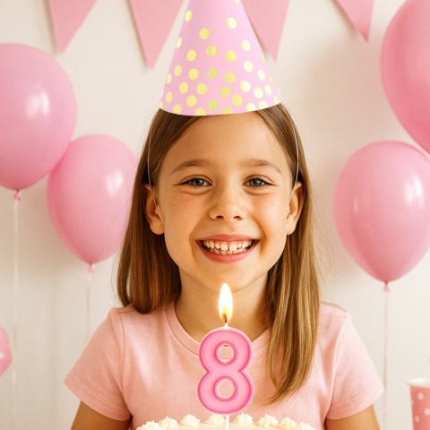 PAPIEROWE CZAPECZKI RÓŻOWE W ZŁOTE GROSZKI 6sztuk CZAPECZKI URODZINOWE