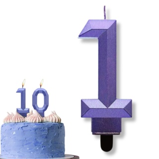 ŚWIECZKA CYFRA 1 NIEBIESKA 7,5cm METALICZNY GRANAT OMBRE