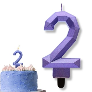 ŚWIECZKA CYFRA 2 NIEBIESKA 7,5cm METALICZNY GRANAT OMBRE