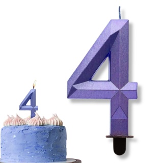 ŚWIECZKA CYFRA 4 NIEBIESKA 7,5cm METALICZNY GRANAT OMBRE