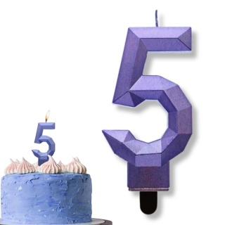 ŚWIECZKA CYFRA 5 NIEBIESKA 7,5cm METALICZNY GRANAT OMBRE