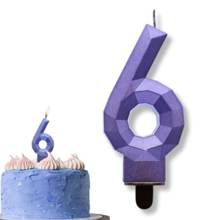 ŚWIECZKA CYFRA 6 NIEBIESKA 7,5cm METALICZNY GRANAT OMBRE