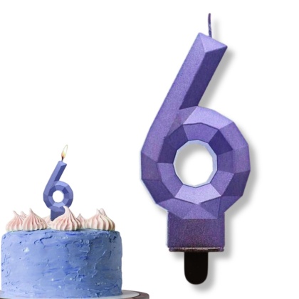 ŚWIECZKA CYFRA 6 NIEBIESKA 7,5cm METALICZNY GRANAT OMBRE