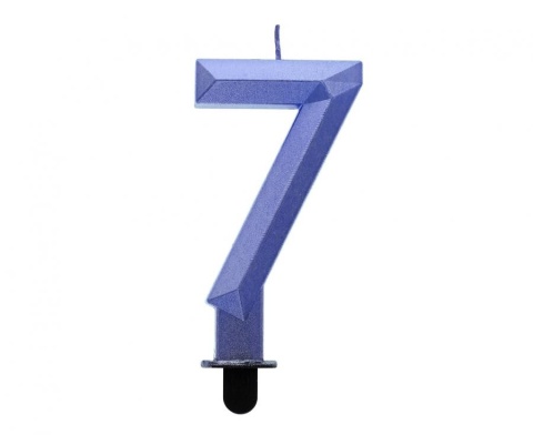 ŚWIECZKA CYFRA 7 NIEBIESKA 7,5cm METALICZNY GRANAT OMBRE