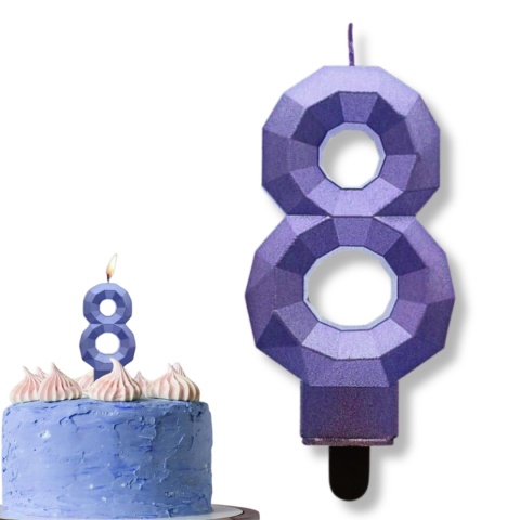 ŚWIECZKA CYFRA 8 NIEBIESKA 7,5cm METALICZNY GRANAT OMBRE