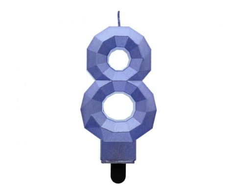 ŚWIECZKA CYFRA 8 NIEBIESKA 7,5cm METALICZNY GRANAT OMBRE