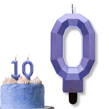 ŚWIECZKA CYFRA 0 NIEBIESKA 7,5cm METALICZNY GRANAT OMBRE