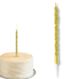 ZŁOTA ŚWIECZKA NAPIS HAPPY BIRTHDAY 13cm ŚWIECZKA URODZINOWA ZŁOTA