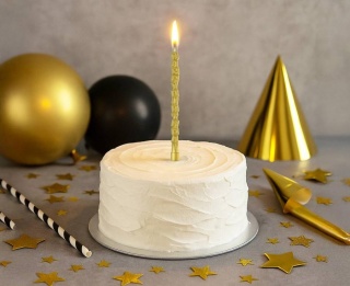 ZŁOTA ŚWIECZKA NAPIS HAPPY BIRTHDAY 13cm ŚWIECZKA URODZINOWA ZŁOTA