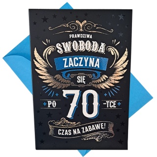 7615 KARTKA Z ŻYCZENIAMI NA 70 URODZINY DLA MĘŻCZYZNY