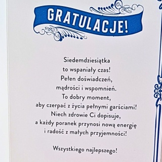 7615 KARTKA Z ŻYCZENIAMI NA 70 URODZINY DLA MĘŻCZYZNY