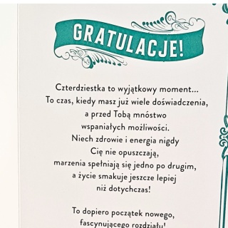 7585 KARTKA Z ŻYCZENIAMI NA 40 URODZINY DLA MĘŻCZYZNY