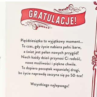 7592 KARTKA Z ŻYCZENIAMI NA 50 URODZINY DLA MĘŻCZYZNY