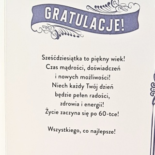 7608 KARTKA Z ŻYCZENIAMI NA 60 URODZINY DLA MĘŻCZYZNY