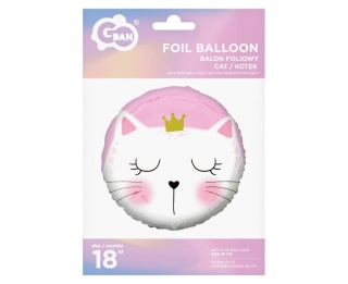 BALON FOLIOWY KOTEK W KORONIE 45cm BALON Z KOTEM