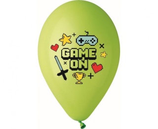BALONY LATEKSOWE GAME ON 30cm 5sztuk ZIELONE BALONY DLA GRACZY
