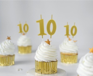 MAŁA ŚWIECZKA CYFRA 1 ZŁOTA 4cm METALICZNY ZŁOTY