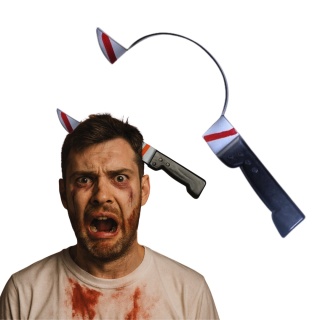 OPASKA NÓŻ W GŁOWIE PRZEBRANIE NA HALLOWEEN