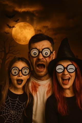 OKULARY OCZAKI ZABAWNY GADŹET 1szt. WZÓR LOSOWY PRZEBRANIE NA HALLOWEEN