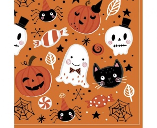 SERWETKI NA HALLOWEEN POMARAŃCZOWE 20szt. 33x33cm DEKORACJA STOŁU