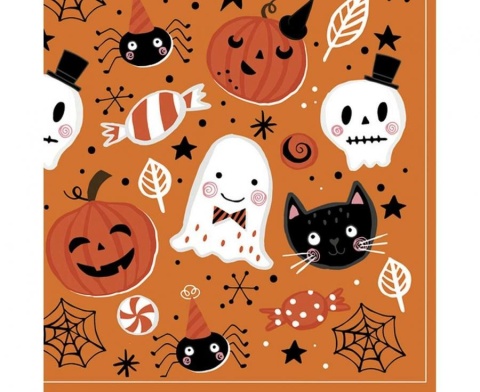 SERWETKI NA HALLOWEEN POMARAŃCZOWE 20szt. 33x33cm DEKORACJA STOŁU