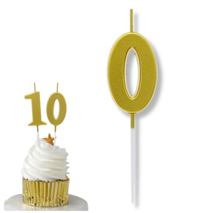 MAŁA ŚWIECZKA CYFRA 0 ZŁOTA 4cm METALICZNY ZŁOTY