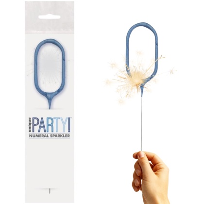 ZIMNY OGIEŃ CYFRA 0 NIEBIESKA 1szt. DEKORACJA TORTU