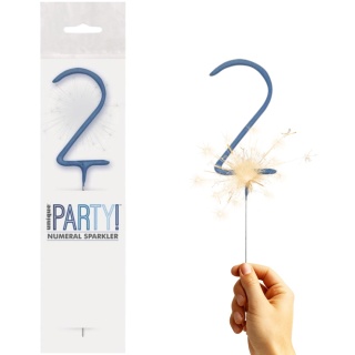 ZIMNY OGIEŃ CYFRA 2 NIEBIESKA 1szt. DEKORACJA TORTU