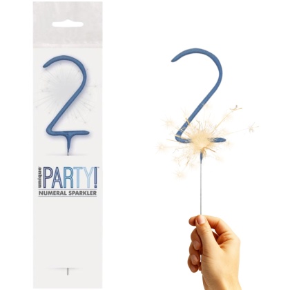 ZIMNY OGIEŃ CYFRA 2 NIEBIESKA 1szt. DEKORACJA TORTU