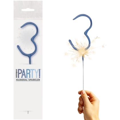 ZIMNY OGIEŃ CYFRA 3 NIEBIESKA 1szt. DEKORACJA TORTU