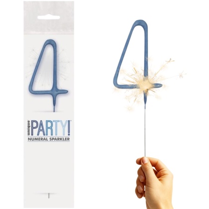 ZIMNY OGIEŃ CYFRA 4 NIEBIESKA 1szt. DEKORACJA TORTU