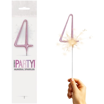 ZIMNY OGIEŃ CYFRA 4 RÓŻOWA 1szt. DEKORACJA TORTU