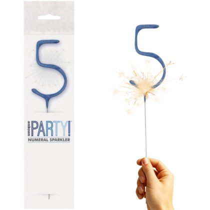 ZIMNY OGIEŃ CYFRA 5 NIEBIESKA 1szt. DEKORACJA TORTU