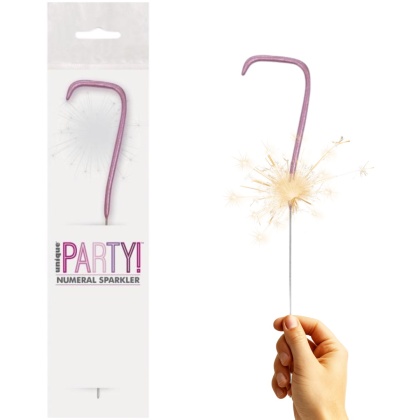 ZIMNY OGIEŃ CYFRA 7 RÓŻOWA 1szt. DEKORACJA TORTU