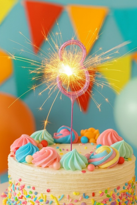 ZIMNY OGIEŃ CYFRA 7 RÓŻOWA 1szt. DEKORACJA TORTU