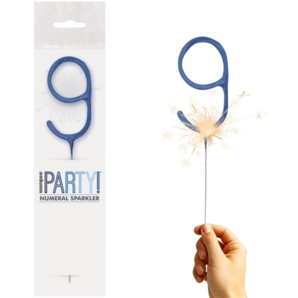 ZIMNY OGIEŃ CYFRA 9 NIEBIESKA 1szt. DEKORACJA TORTU