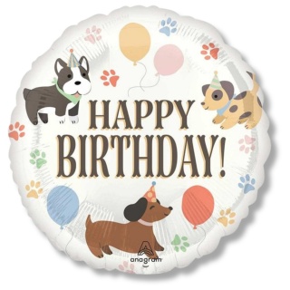 BALON URODZINOWY W PIESKI 43cm BALON HAPPY BIRTHDAY DLA WIELBICIELI PSÓW