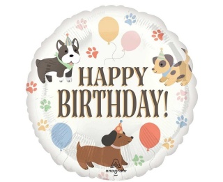 BALON URODZINOWY W PIESKI 43cm BALON HAPPY BIRTHDAY DLA WIELBICIELI PSÓW