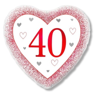BALON NA 40 ROCZNICĘ ŚLUBU 45cm RUBINOWA ROCZNICA BALON