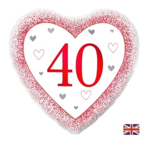 BALON NA 40 ROCZNICĘ ŚLUBU 45cm RUBINOWA ROCZNICA BALON