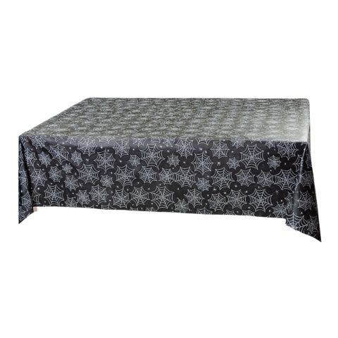 CZARNY OBRUS NA HALLOWEEN 137x274cm OBRUS PAJĘCZYNY I PAJĄKI