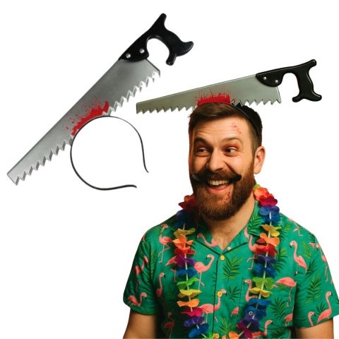 OPASKA PIŁA W GŁOWIE PRZEBRANIE NA HALLOWEEN