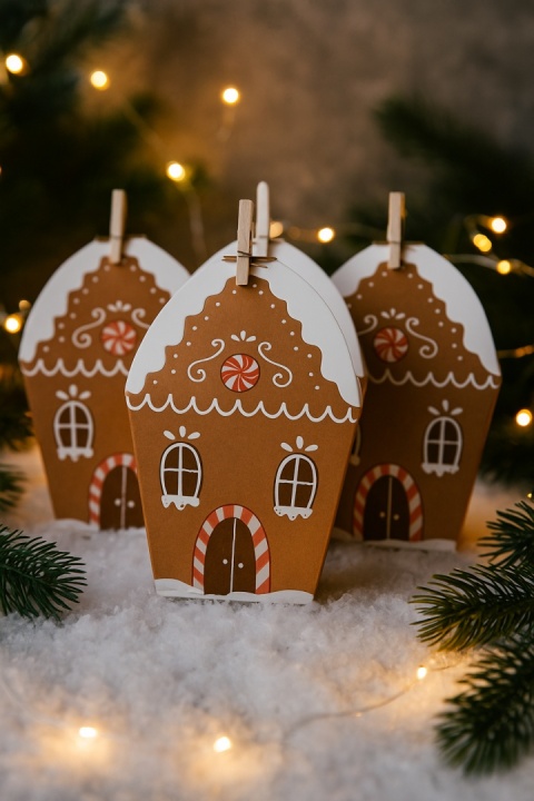 PUDEŁECZKA NA UPOMINKI PIERNIKOWE DOMKI 3szt. KALENDARZ ADWENTOWY