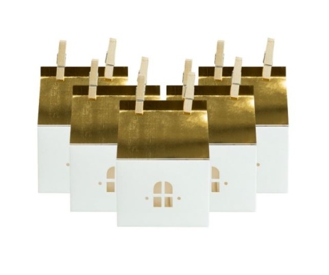 PUDEŁECZKA NA UPOMINKI PAPIEROWE DOMKI 5szt. KALENDARZ ADWENTOWY